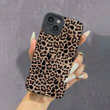 Leopard-Pattern Phone Case, Vintage Fashionable  Phone Protective Case, 1 Count All-Inclusive Shockproof Phone Cover Compatible With IPhone Series, Leopard Design Phone Case, Leopard Print Phone Case - Black - View 2