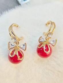 2只金色扭纹几何耳环，优雅奢华时尚女士耳环 - PDD18401-白色 - 查看 9