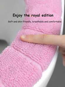 1 Pack 1pc Universal Thickened Plush Toilet Seat Cover Pad, Soft & Comfortable Washable, Pumpkin Pattern Toilet Mat, Available In Simple Style And Style With Handle - Multicolor - View 4