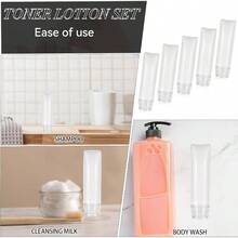 5 Pcs Travel Size Bottles 1 Oz Refillable Toothpaste Tubes Travel Toothpaste Container Travel Squeeze Bottle Lotion Bottles Portable Leak Proof Containers - Initial - View 3