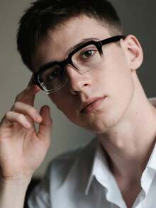 1副男士方形眼镜框，聚碳酸酯镜框，防疲劳防眩光，休闲风格，适合居家办公，带眼镜盒 - 彩色 - 查看 2