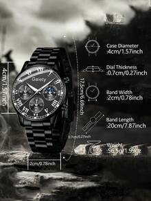 4PCS/Set ,Gaiety, Fashion Business Roman Digital Men's Watch, Men's Male Quartz Wrist Watches Alloy Minimalist Vintage Elegant Jewelry Y2K Party Dress Vacation Holiday Festival Gift Valentine's Day,Suitable For Daily Wear, Gatherings Or Vacations - Black - View 5