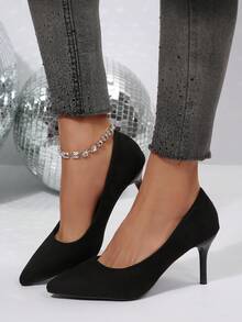 2026 Spring New Women's High Heel Pumps, Fashionable Minimalist Casual Lightweight, Solid Color Elegant Versatile Ladies' New Style - 黑色 - 查看 2