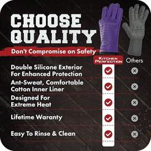 KITCHEN PERFECTION XL Silicone R Oven Gloves -Extreme Heat Resistant BBQ Gloves -Handle Hot Food Right On Your Grill Fryer & Pit | Waterproof Oven Mitts Grill Gloves |Superior Value Set+3 Bonuses,X-Large,Purple - Purple - 查看 10