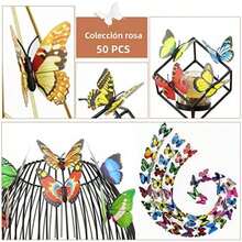 Mariposas Decorativas En 3D,50 Piezas de 7cm con Adhesivo para Pared Decoracion,para Decorar Pasteles,Nevera,Navidad,Fiestas, Bodas,Salones de Clases, Habitaciones ()(Color)