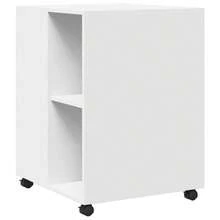 Table d'appoint vidaXL avec roues blanches 55x60x78 cm, fabrication en bois. - Blanc - Voir 6