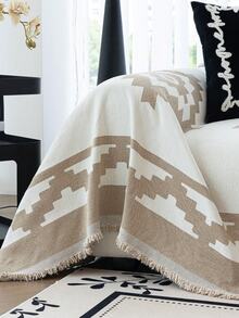 1pc Bohemian Style Sofa Throw Blanket, Geometric Pattern Sofa Cover, Pet Proof Sofa Protector, Machine Washable Home Decor Suitable For L-Shaped Sectional, Loveseat, And Sofa, Holiday Decoration (Sold Separately) - Coffee Brown - View 6