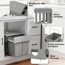 HOMCOM Trash Cans - 淺灰色-31公升(15公升+8升x2) - 查看 9