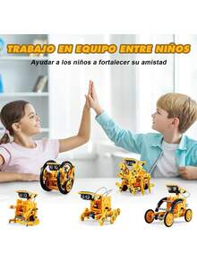 Kit de Robot Solar Educativo 12 en 1, STEM Juguete de Creación de Robots de Energía, Experimento Educativo, Kit de DIY Robot Moverse por Tierra y Agua, Juguete de Ciencia para Niños y Niñas 8+ Años,38072013 - Albaricoque - Ver 6
