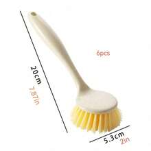 1pc Long Handle Kitchen Cleaning Brush, Suitable For Washing Dishes, Pots, Cutting Boards, Non-Stick, Plastic Material, Hang-Able, Convenient For Cleaning Stove Top - Multicolor - View 9