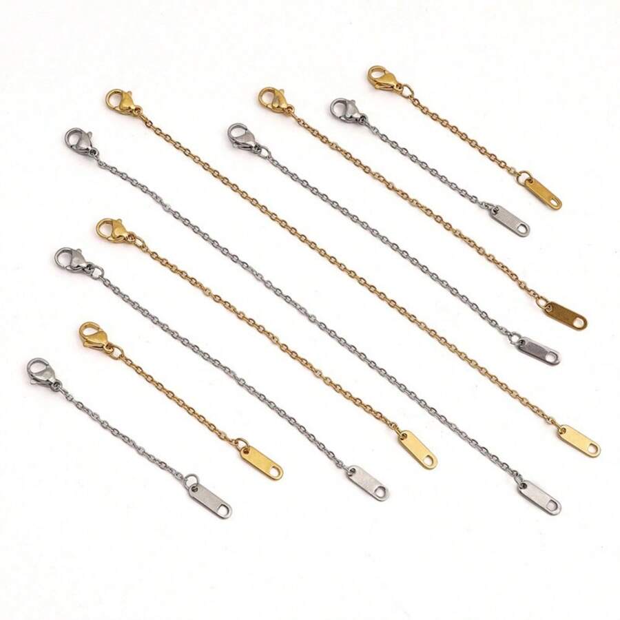 3pcs Stainless Steel Extension Chain With Lobster Clasp, Suitable For Bracelet, Necklace DIY Jewelry Making - Extended Chain - View 1