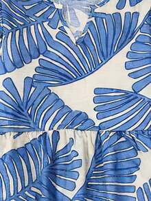 Women's Casual Comfortable Bamboo Knot Print Patchwork Long Sleeve Blouse Spring Vacation - Blue - View 3