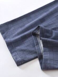 1 Piece Of Men's Spring And Autumn New Home Pants, Simple And Leisurely Blue Plaid Retro Style, Loose And Comfortable Home Clothes, Leisure Fashion Pl Sleep Pants, Men's Home Suit Pants - Multicolor - View 4