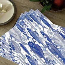1pc/4pcs/6pcs Geometric Fish School Pattern Linen Placemats, Suitable For Dining Table, All Season Decor, Modern Washable Table Mats, Room Decor, Coasters, Kitchen Dining Mats, Indoor Outdoor Party Decoration, Home Decor, Ideal Gift - Multicolor - View 1