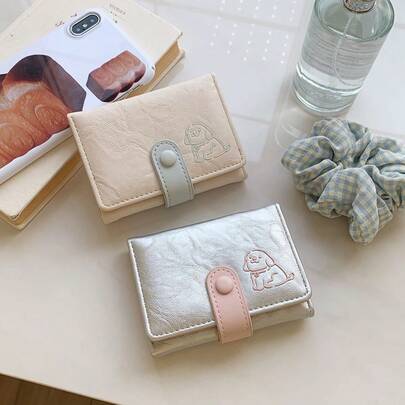 Puppy Design Slim Wallet Multi-Card Slots Coin Purse Women's Trifold Wallet Gift For Women Wallet Mini Wallet Purse Wallet Small Wallet Cute Wallet Travel Essential Badge Holder Id Card Holder Id Holder