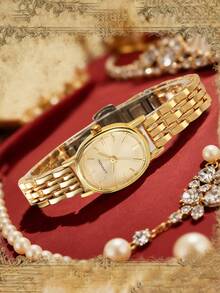 LIANDU LIANDU 简约奢华风格，复古又不失时尚。椭圆形表壳，饰以铆钉表盘，搭配可拆卸不锈钢表带。这款石英表配有同款手链套装，适合日常佩戴，也是一份理想的礼物。