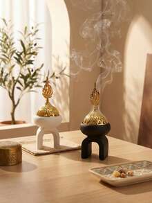 一套树脂材质的阿拉伯风格黑白双色香炉及香薰扩散器。这款优雅的香炉是完美的家居装饰品，也是周年纪念日或新娘的独特礼物。 - 彩色 - 查看 6