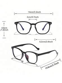 1副/套 男士休闲百搭纯色方形时尚眼镜，适合日常阅读、校园生活、通勤，复古时尚眼镜框，男女皆宜 - 彩色 - 查看 8