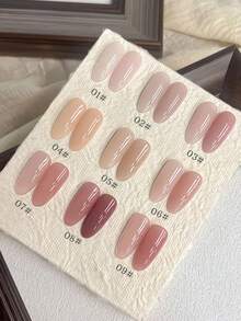 Miss Leia 1-9 15ml 春夏指甲油 - 玉粉色凝胶指甲油，美白百搭，啫喱肤感，透明彩色凝胶底油，新手友好型美甲，UV/LED固化，可浸泡半永久，适用于美甲沙龙套装、DIY、居家、节日送礼佳品，四季皆宜