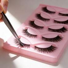 5 Pairs Of Natural False Eyelashes Fluffy And Soft 3D Mink Eyelashes Long Silky Eyelashesdaily Work Meetings Natural False Eyelashes Comfortable To Wear With Eyelashes Hand-Made Wing Elongated Natura Full False Eyelashes Eyelash Tweezers And Eyelash Brushes - 黑色 - 查看 7