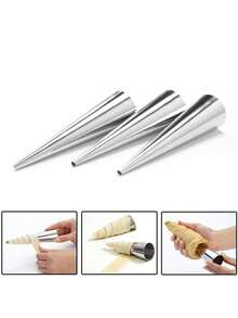 Stainless Steel Baking Tools, Kitchen Gadgets, Danish Large Spiral Croissant Conical Tube, Snail Cream Bread, Snail Bread Mold, Household & Commercial Puff Pastry Dough Roller Crimper - Silver - View 4