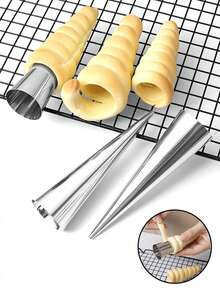 Stainless Steel Baking Tools, Kitchen Gadgets, Danish Large Spiral Croissant Conical Tube, Snail Cream Bread, Snail Bread Mold, Household & Commercial Puff Pastry Dough Roller Crimper - Silver - View 2