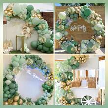 174PCS Sage Green Balloon Arch Decoration Kit, Green White And Gold Metallic Confetti Balloon Set, DIY Party Balloon Arch Background Decor For Birthday Parties, Hunting Theme Events, Weddings, Baby Showers And Celebrations - màu xanh lá - Xem 5