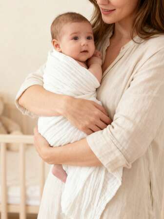 1 pieza Manta de gasa para bebé de primavera/verano, manta para cochecito de unicolor, suave y absorbente, transpirable, se puede usar como toalla de bebé, regalo