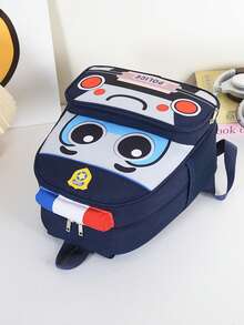 Boys And Girls' School Blue Backpack In Car Shape, With Small Car Design, Double-Shoulder Backpack
