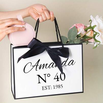 1pc Customized Wedding Gift Bag, Can Be Customized With Bridesmaid's Name, Suitable For Bridal Shower, Birthday And Other Occasions, Can Also Be Used As Customized Birthday Gift Bag, Wedding Gift Bag Or Bridesmaid Gift Bag