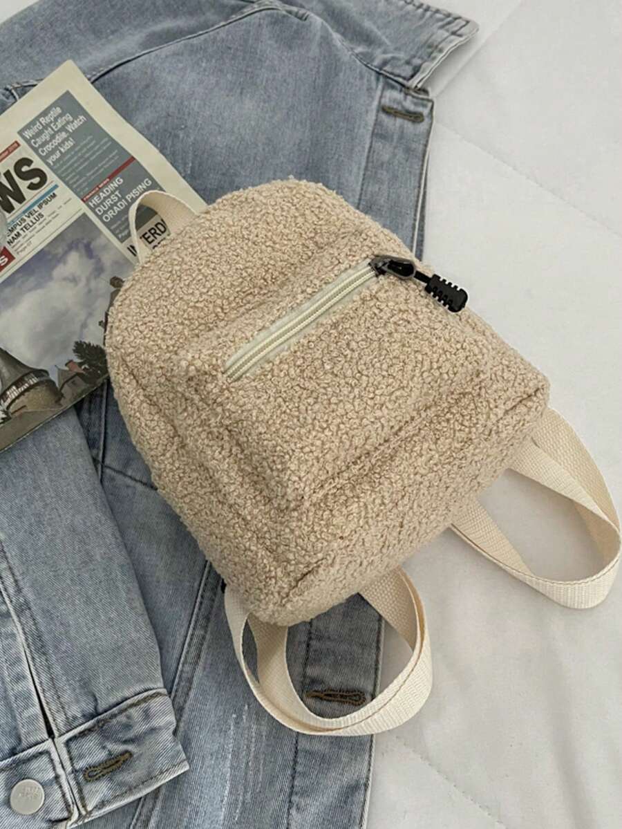Mochila minimalista de nailon de unicolor, versátil y de moda