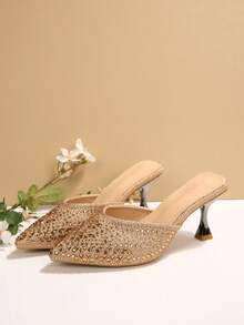 女士高跟鞋 - 金色 - 查看 3