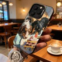 Funda de Teléfono Transparente con Impresión de Perro Comiendo Pastel para  14 Pro Max  13 Pro  12  Galaxy S23 S22 S21, Regalo Ideal para Todas las Temporadas - Negro - Ver 7
