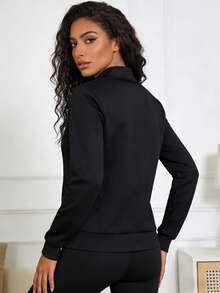 Skechers 女士运动夹克，健身训练舒适透气休闲夹克，P224W162-03K8 - 黑色 - 查看 3