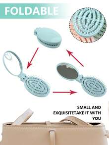 Bộ 1 lược chải tóc mini du lịch, lược gấp gọn có gương, phù hợp cho phụ nữ và bé gái, nhỏ gọn và dễ mang theo, có thể bỏ vào ví, mang đi tập gym, du lịch hoặc bơi lội. - Nhiều màu - Xem 3