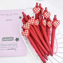 5pcs Creative Heart-Shaped Retractable Neutral Pens, Cute Cartoon Design, Valentine's Day Theme, Random Colors, Plastic Material, Fine Writing, Suitable For School, Office, Daily Use