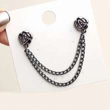 2个优雅实用磁性衣夹，女士适用 - 可调节链条设计，花卉装饰，适用于衬衫/袖子/连衣裙/裤子 - 即时调节，无需缝纫，外观优雅，衣物固定器，衣橱必备，合金材质，抛光表面，时尚达人之选，女士时尚配饰