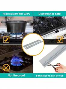 1 Silicone Seal Strip Kitchen Gap Cover - Heat Resistant, Waterproof, Stain Resistant - Perfectly Seals Spaces, Keeps Countertops Clean - 白色*2 - 查看 8