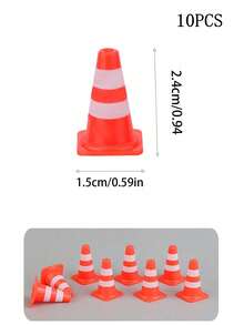 10pcs/12pcs Mini Traffic Cones, Plastic Mini Road Safety Cones, Suitable For Training, Small Sports Field Obstacle Building, Mini Road Practice Markers, Orange Traffic Warning Toy, Applicable To Miniature Landscape Sandbox, Toys, Party Favors - Multicolor - View 8