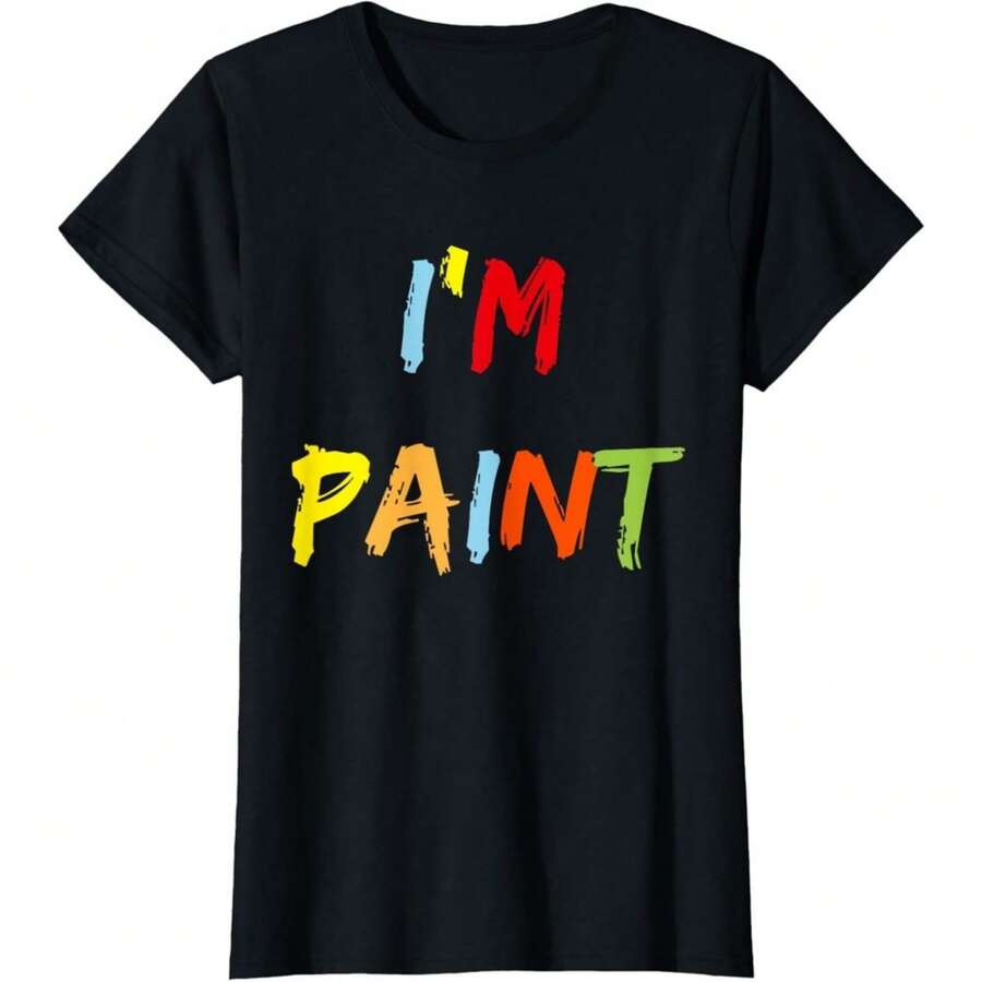 I Heart Love To Finger Paint Im Paint Cute Couple Ladies' Crewneck T-Shirt - 黑色 - 查看 1