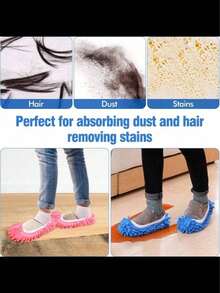 2 Pairs Mop Socks, Mop Slippers, Washable Floor Cleaning Shoe Covers, Soft Super Microfiber Dust Mop Socks, Fiber Cleaning Mop Replacement Pads, Reusable, Suitable For Men, Women, And All Ages, Can Clean Foot Dust And Hair, Applicable For Home, Office, Bathroom And Kitchen. - Multicolor - View 9