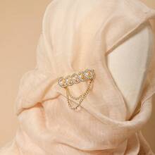 1pc Women's Elegant Faux Pearl Circular Tassel Rhinestone Decor  Scarf Pin, Perfect For Daily, Banquets, And Outings Accessories Women - Multicolor - View 11