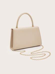 时尚纯色荔枝纹手提包，优雅女士商务包，适合女性日常通勤、约会、派对、婚礼、晚宴和正式场合。可搭配婚纱、礼服、晚礼服和生日礼服。 - 杏色 - 查看 5