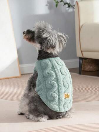 HOLAPET 1pc Soft Warm Fleece Pet Dog Vest Clothes, Suitable For Small/Medium Dogs & Cats, Autumn/Winter Puppy T-Shirt Sweatshirt For Chihuahua, Yorkshire Terrier