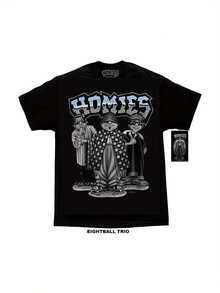 Men's Chicano Graphic T-Shirt - Vintage Streetwear Tee With Homies Crew - Soft Breathable Cotton Shirt For Everyday Casual Wear - All-Season Black Crewneck Top, Comfortable Fit - Black - View 2