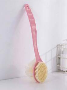 1pc Soft Plush Massage Back Scrubber, Bath Brush, Home Back Cleaning Brush, Includes Bath Flower Soft Bristle Cleansing Brush, Hanging Bath Brush, Long Handle Back Cleaning Tool, Long Handle Bath Brush, Shower Back Brush, Exfoliating, Unisex, Pink/Blue Long Handle Bath Brush, Multi-Function Back Exfoliating And Shower Cleaning Brush Set, Bath Sponge - Multicolor - View 9
