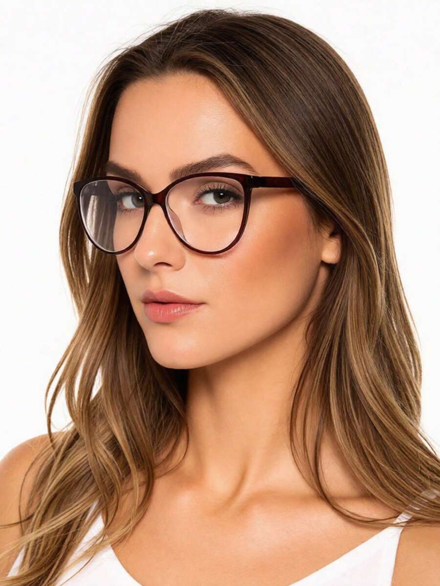 1副女士休闲复古猫眼有色眼镜，适合日常佩戴和街头风格