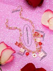 1 件手工珐琅 LOVE XOXO 心形吊坠项链，心形项链首饰，情侣礼物，情人节礼物 - 彩色 - 查看 4