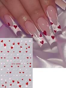 2 piezas Pegatinas de arte de uñas en forma de corazón mini con brillo rojo, rosa y plateado, corazones superpuestos, decoración de uñas brillante para el Día de San Valentín, suministros de uñas para mujeres y niñas para manualidades - Multicolor - Ver 8