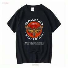 Camiseta de loción corporal de Buffalo Bill, ajustada para mujeres, película Silence Horror Lambs, vintage, lavada, ligeramente suave, estirada, moda - Negro - Ver 1